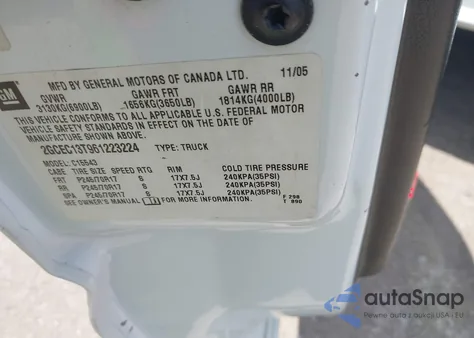 2006 Chevrolet Silverado 1500 Lt1 from USA, damaged, VIN 2GCEC13T961223224